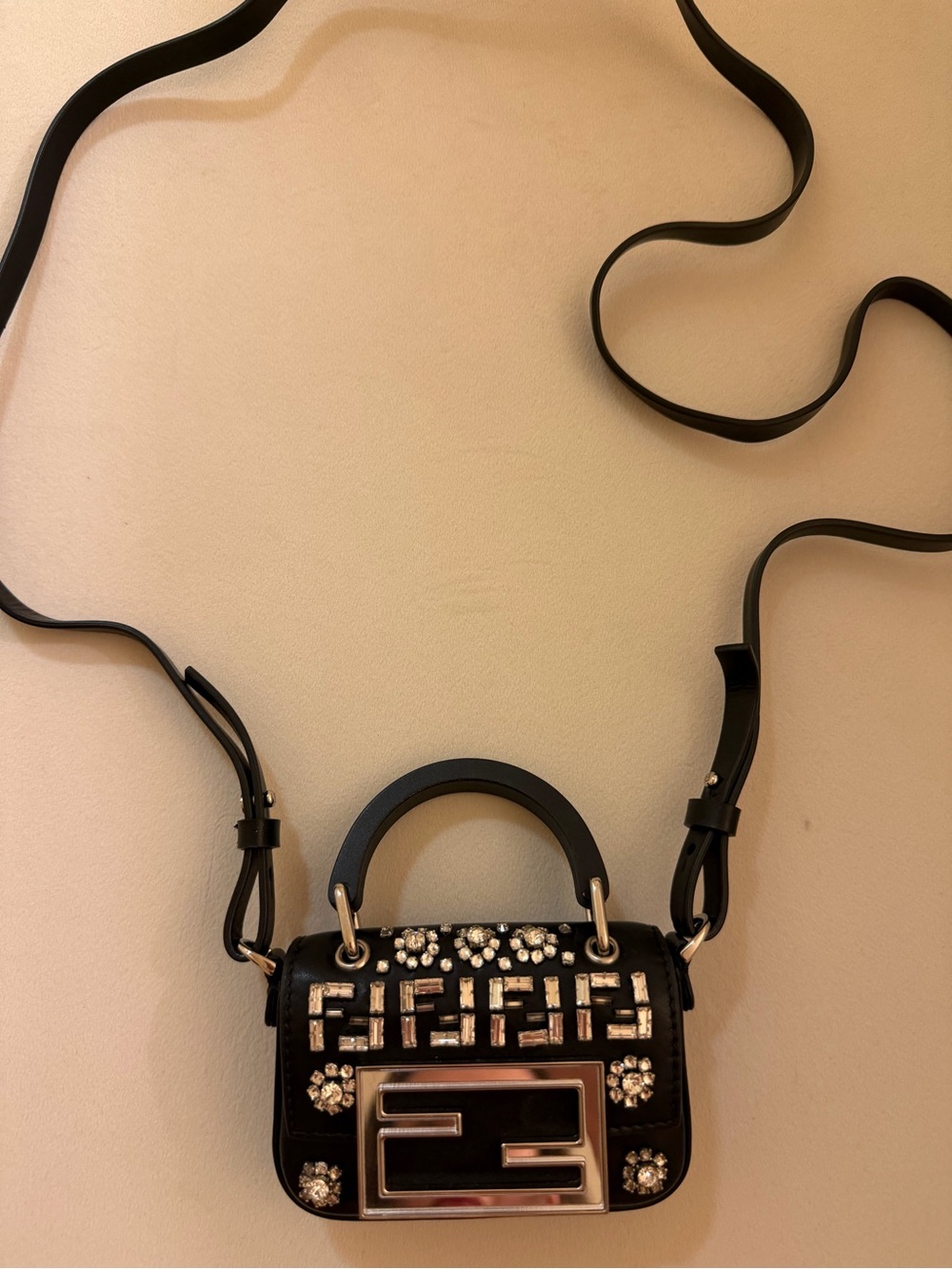 Fendi Black Crystal-Embellished Mini Bag